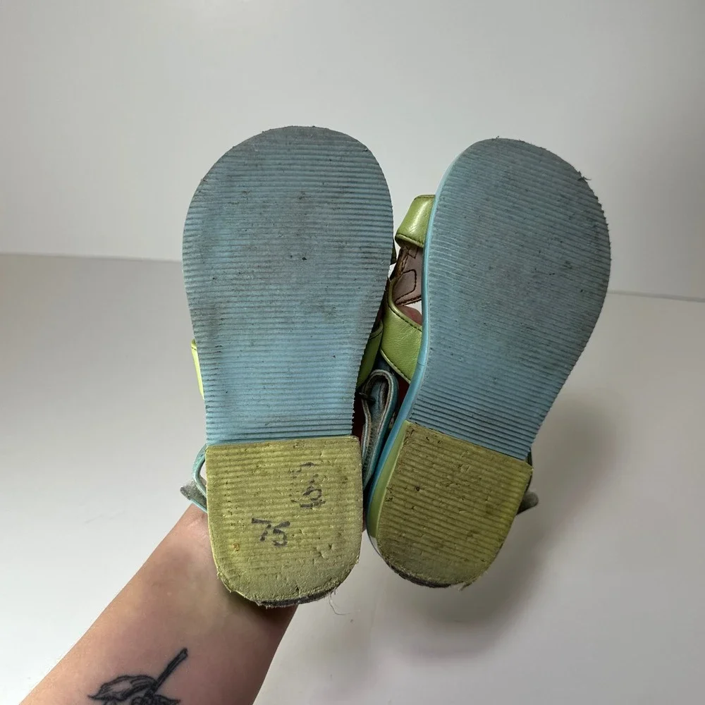 Vtg Gymboree Girls Mermaid Sequin Sandals Green Sea Shell Summer Shoes Size 11.5